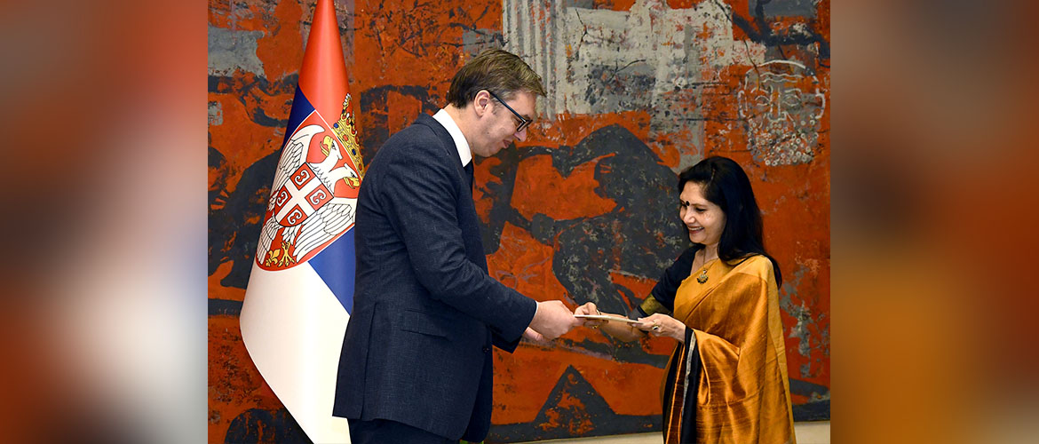  Ambassador Ms. Shubhdarshini Tripathi presented her credentials to the President of Serbia HE Mr. Aleksandar Vucic on 2nd October 2023.