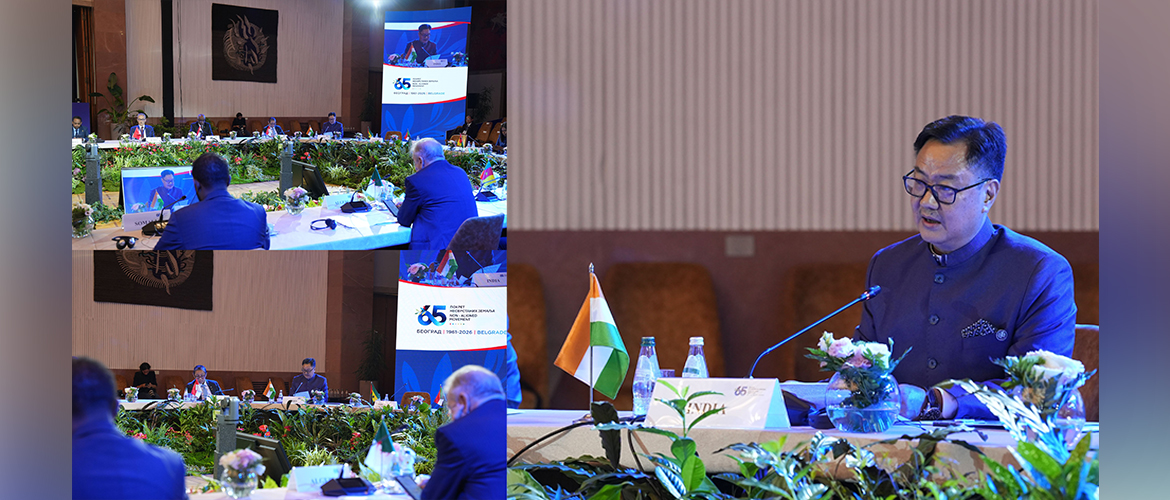  Hon'ble Union Minister for Parliamentary Affairs and Minority Affairs, Shri Kiren Rijiju delivered the National Statement of India at the High Level Commemorative Meeting to mark the 65th Anniversary of the First Conference of HoS/HoG of the Non-Aligned Movement on 1 September 2026 in Belgrade