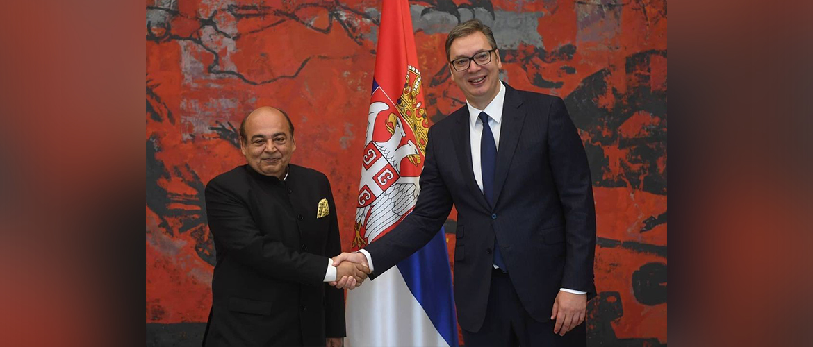  Ambassador of India to Serbia Shri Sanjiv Kohli presents his credentials to President Aleksandar Vucic (25/8/2021)